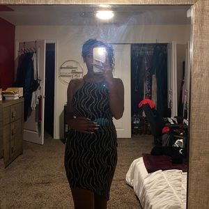 Criss Cross Abstract Gold and Black dress